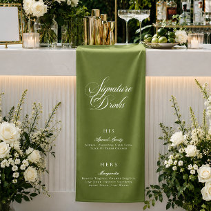 Banderoles Menu des boissons signatures en calligraphie verte