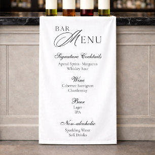 Banderoles Menu du bar de mariage Panneau moderne noir et b