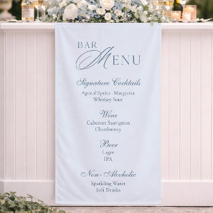 Banderoles Menu élégant de bar de mariage bleu poussiéreux