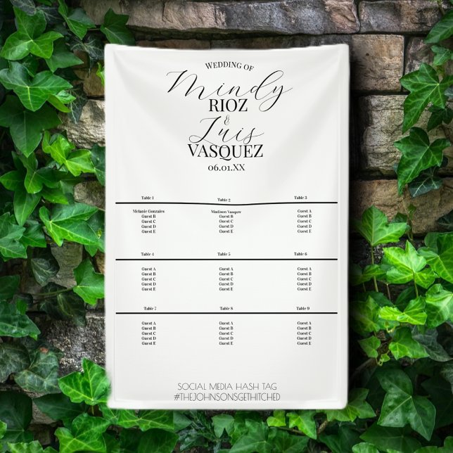 Banderoles Menu noir de cérémonie de mariage simple (Créateur téléchargé)