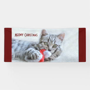 Banderoles Meowy Christmas Cute Grey Tabby Cat
