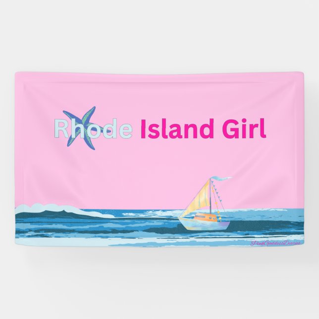 Banderoles Mer rose bleu Rhode Island (Horizontal)