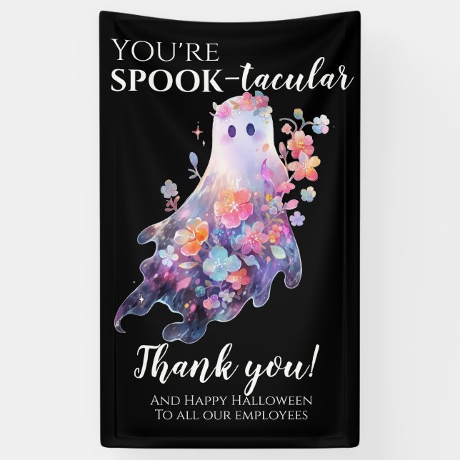 Banderoles Merci à vous, employés d'Halloween (Vertical)
