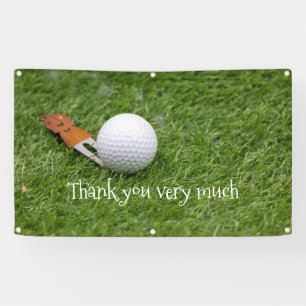 Banderoles Merci de golf avec balle de golf sur herbe verte