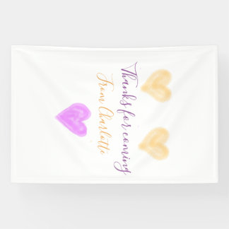 Banderoles merci d'être venu nom du texte orange violet cœur