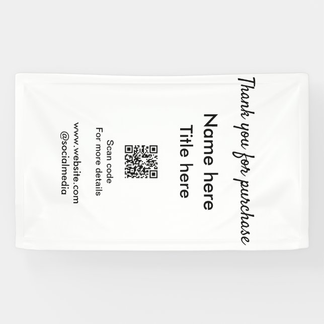 Banderoles Merci pour l'achat nom titre ici scan QR (Horizontal)