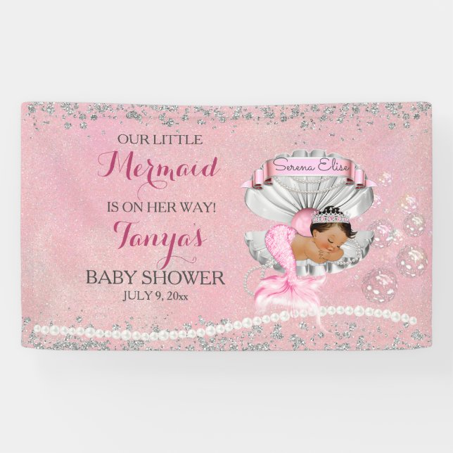 Banderoles Mermaid Ethnic Baby Pink Clam Pearls Shell (Horizontal)