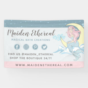 Banderoles Mermaid Lune & Étoiles Mystique Cheveux Rose Sirèn