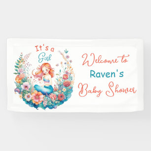 Banderoles Mermaid Thème Floral Baby shower de fille