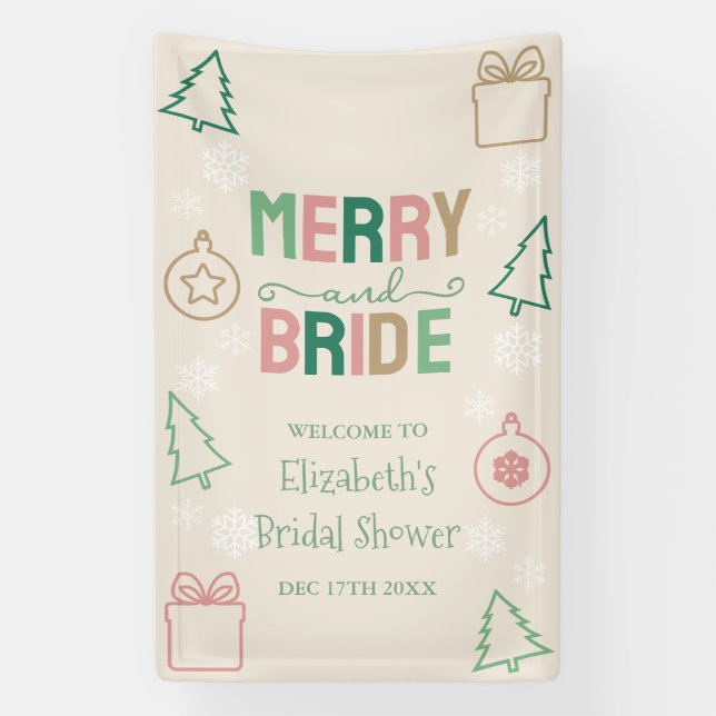 Banderoles Merry & Bride Noël Shower Nuptial (Verticale)