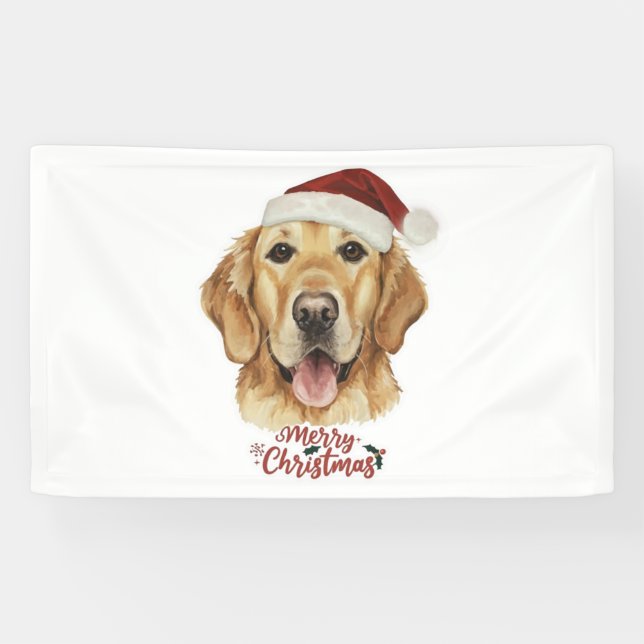Banderoles Merry Christmas Golden Retriking chien (Horizontal)