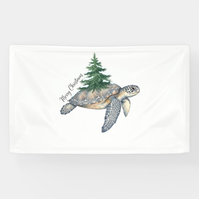 Banderoles Merry Christmas Sea Turtle (Horizontal)