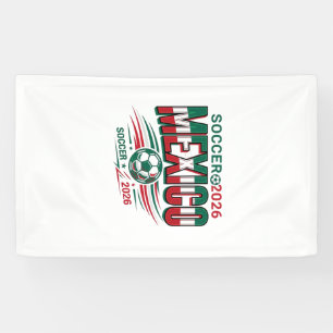 Banderoles Mexique Football 2026 Football Gras Pays Typograph