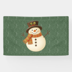Banderoles Mignon bonhomme de neige vert rustique vintage