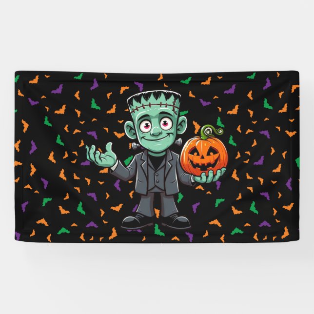 Banderoles Mignon, monstre du dessin animé Frankenstein (Horizontal)