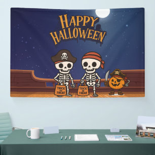 Banderoles mignon, squelettes et citrouille Halloween