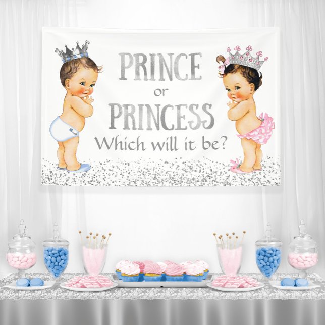 Banderoles Mignonne Prince Princesse Baby shower de révélatio (Créateur téléchargé)