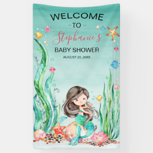 Banderoles Mignonne sirène d'aquarelle sous le Baby shower m
