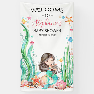 Banderoles Mignonne sirène d'aquarelle sous le Baby shower ma