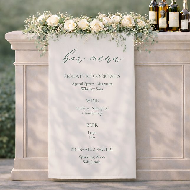 Banderoles Minimal Sage Green Wedding Bar Menu Sign (Créateur téléchargé)
