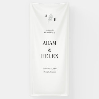 Banderoles Minimalist Black and White Wedding Welcome