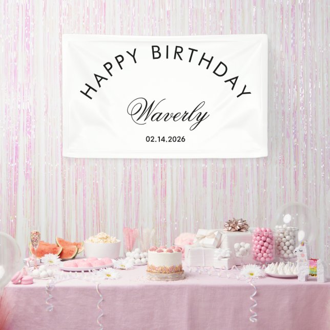 Banderoles Minimalist Happy Birthday Classic White (Fête)