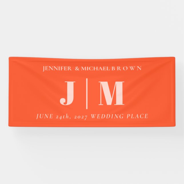Banderoles Minimalist Orange Pink Simple Wedding day party (Horizontal)