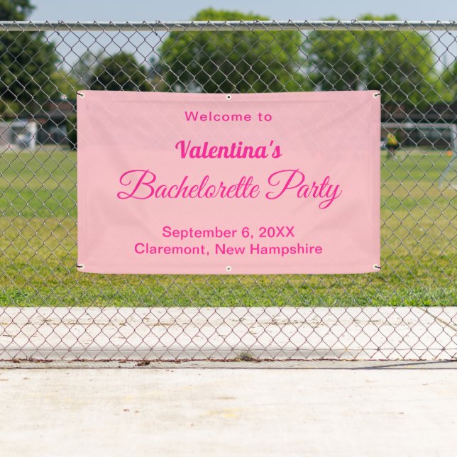 Banderoles Minimalist Text-Based Pink Bachelorette Party (En situation)