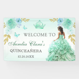 Banderoles Mint Green Princess Robe Quinceañera Anniversaire