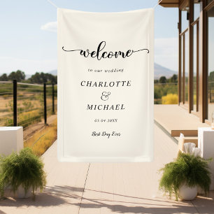 Banderoles Miodern, Minimal, Beige, Mariage Bienvenue