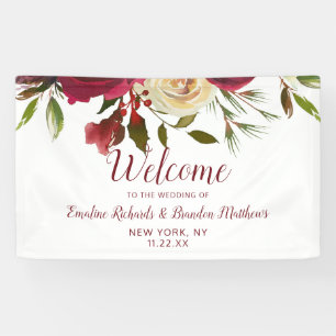 Banderoles Mistletoe Manor Aquarelle Fleurs Mariage Bienvenue