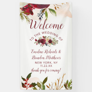 Banderoles Mistletoe Manor Aquarelle Fleurs Mariage Bienvenue