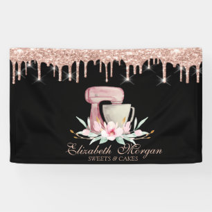 Banderoles Mixer Fleurs Rose Gold Drives Boulangerie Noir