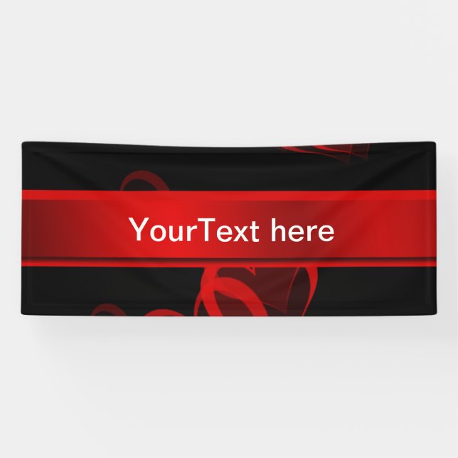 Banderoles modèle de texte noir cœur rouge (Horizontal)