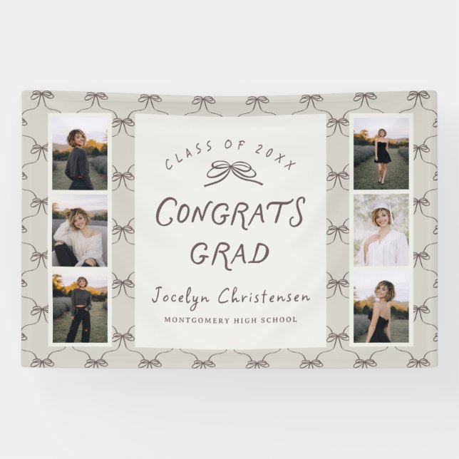 Banderoles Modern 6 Photo Collage Congrats Grad Graduation (Horizontal)