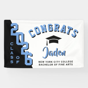 Banderoles Modern Black Blue White 2023 Graduation Party