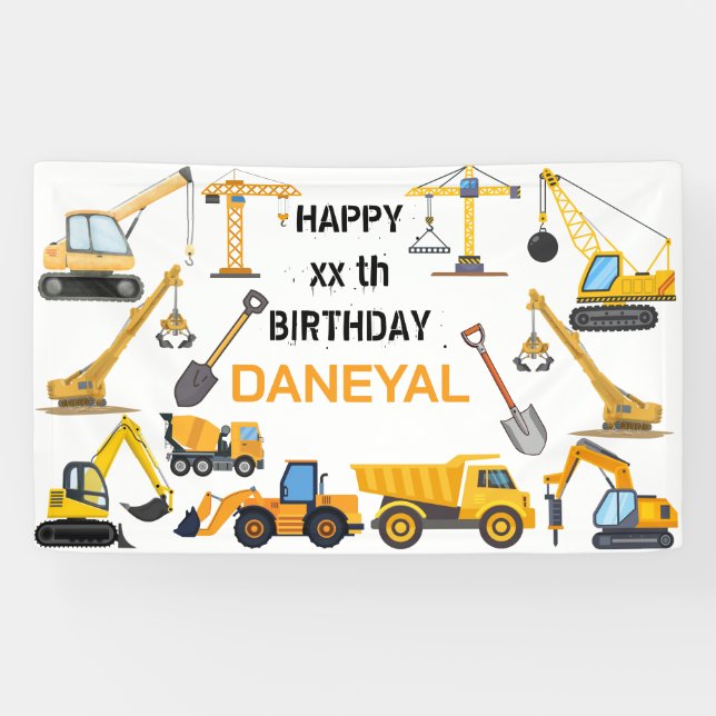 Banderoles Modern Construction Simple Kid's Birthday (Horizontal)