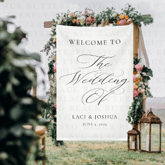 Banderoles Modern Elegant Calligraphy Wedding Welcome Sign