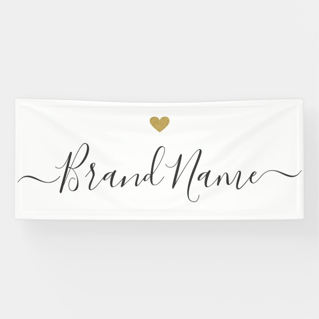 Banderoles Modern Gold Heart Nom du logo personnalisé de l'en (Horizontal)