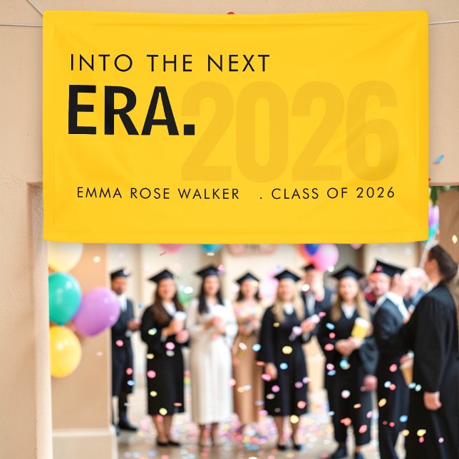 Banderoles Modern Grad Era 2026 Yellow Typography Banner (Créateur téléchargé)