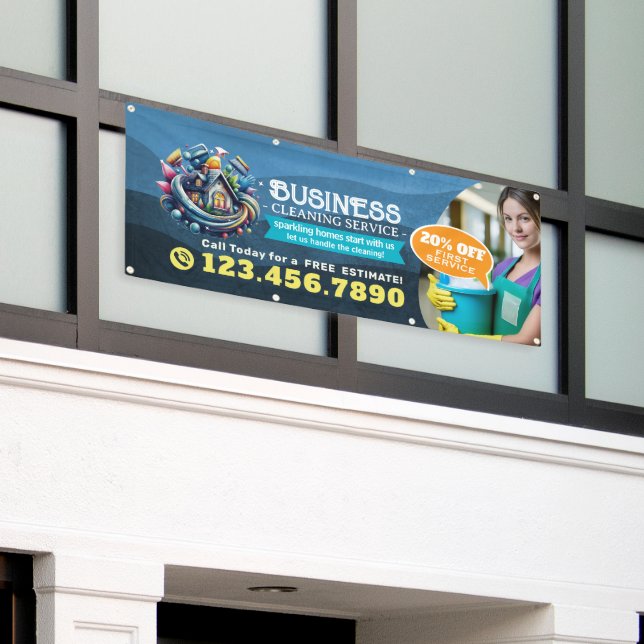 Banderoles Modern House Cleaning Maid Service Housekeeping (Bâtiment extérieur)