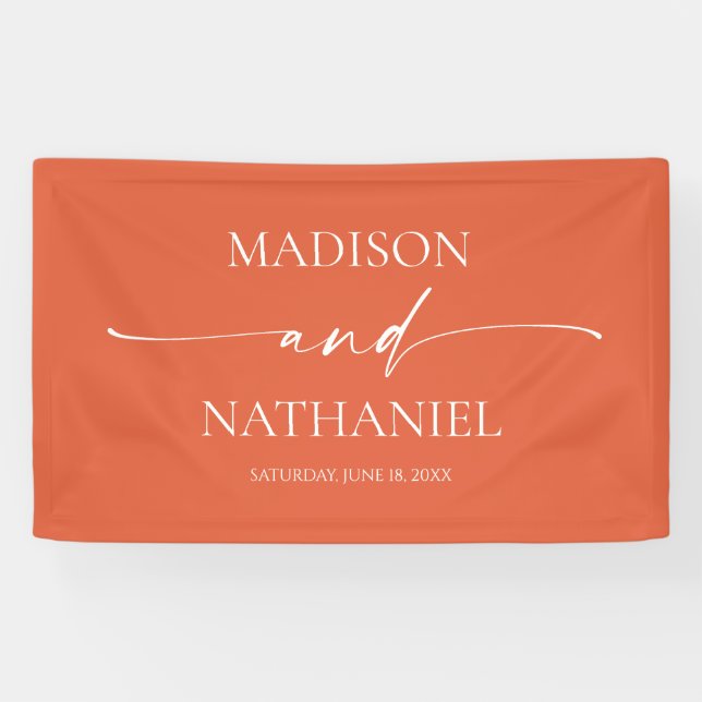 Banderoles Modern Minimalist Elegant Verona Sunset Wedding (Horizontal)