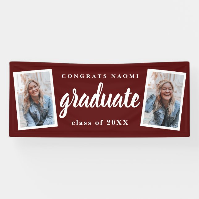 Banderoles Modern Script 2 Photo Graduation Party (Horizontal)