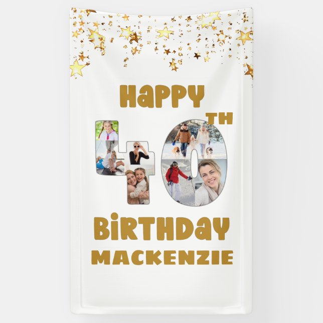 Banderoles Moderne 40e anniversaire 7 Photo Collage Numéros O (Vertical)