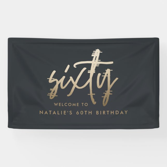 Banderoles Moderne 60e anniversaire simple élégant script sty (Horizontal)