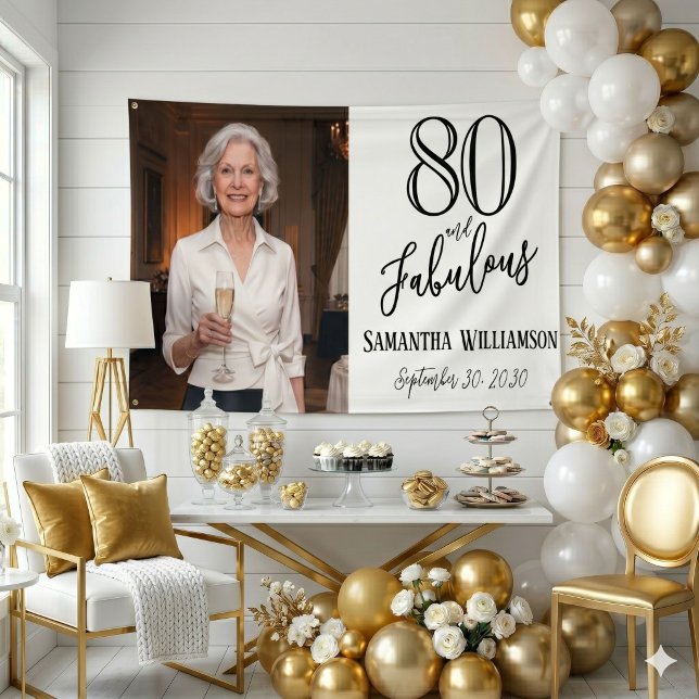 Banderoles Moderne 80 ans et Fabuleux Nom Date Anniversaire  (Créateur téléchargé)