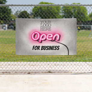 Banderoles Moderne Ajouter Logo Ouvrir Panneau en néon rose