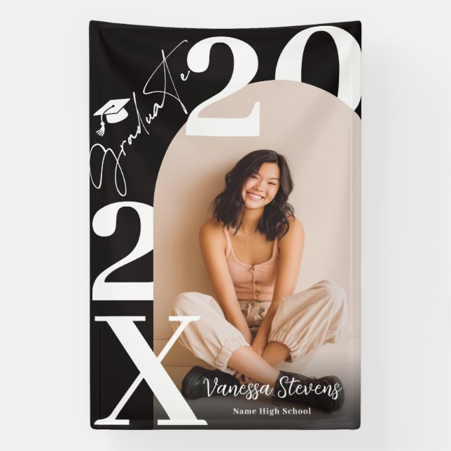 Banderoles Moderne Blanc Gras tendance photo de remise de dip (Verticale)