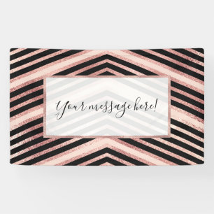Banderoles Moderne Chic Rose Or rose noir Chevron Geo