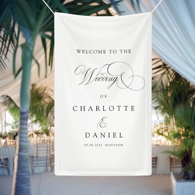 Banderoles Moderne, élégant, écriture manuscrite, mariage bla (Modern, elegant, handwriting font, white wedding banner.)